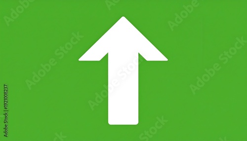 Free Download A simple, white arrow points directly upwards against a uniform, bright green background. The arrow is centered - GFXLoad
