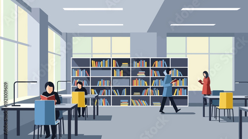 People in a library setting.