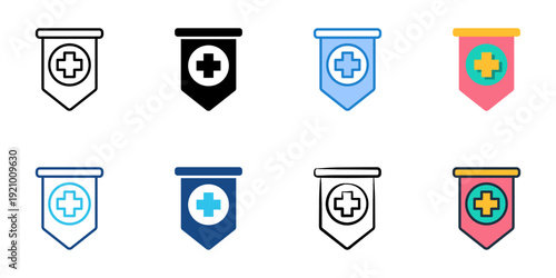 Emergency Response Team icons set multiple style collection. Editable stroke 
