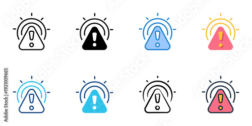 Emergency Alert icons set multiple style collection. Editable stroke 
