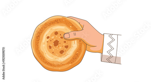 Hand holding a toasted English muffin.