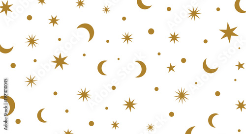 Golden Celestial Bodies and Symbols Pattern.