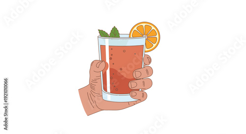 Hand holding a refreshing cocktail glass 1.