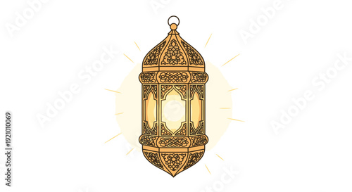 Ornate Golden Lantern with Intricate Designs.