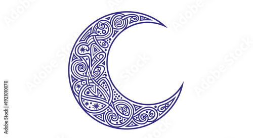 Crescent Moon with Intricate Floral Design 1.