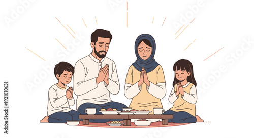 Family Praying Together with Hands Clasped.