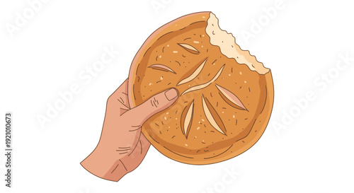 Hand Holding Pie with Missing Slice.
