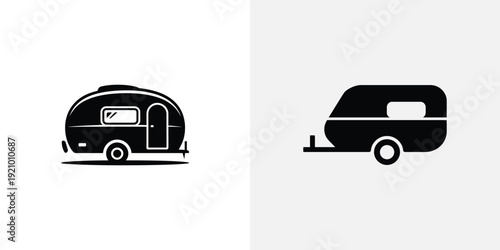 Black and white camper trailer caravan camping