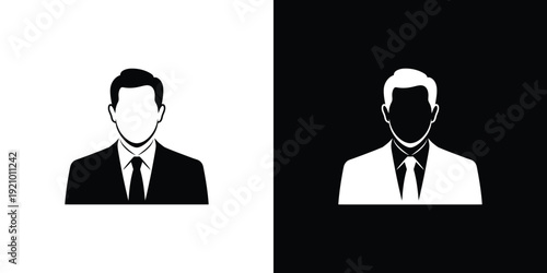 Black and white business man silhouette suit