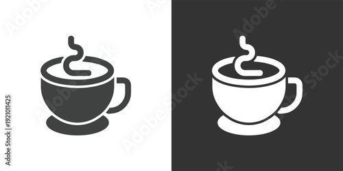 A Cup of Hot Coffee icon. Solid glyph series icon