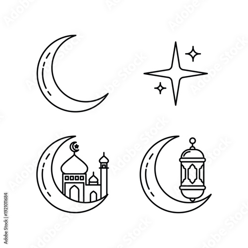 Shining Stars Line Icon for Magic and Success