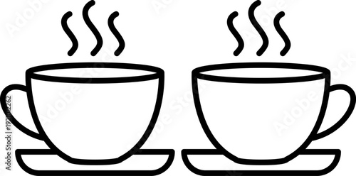 Hot Coffee Cups Line Icon for Cafe and Break Time