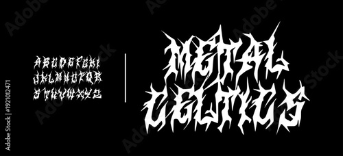 Font vect. Alphabet Metal Celtics - Extreme Horror Spiky Decorative Font