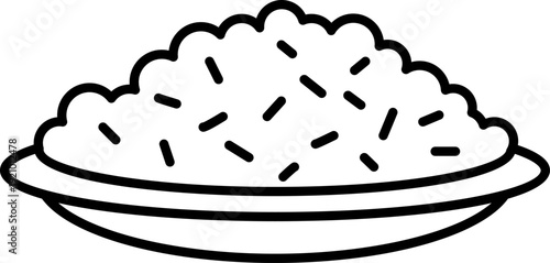 Bowl of Rice Outline Icon for Food and Dining