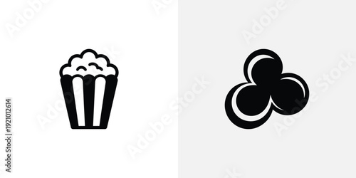 Black and white of popcorn and clover three-leaf clover