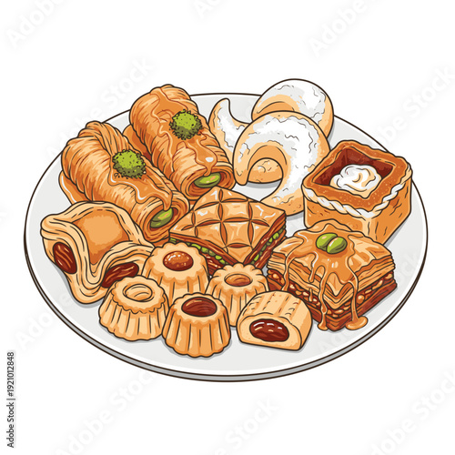 Assorted Pastries and Desserts on Plate.