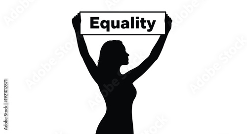 Woman Holding Equality Sign Silhouette.