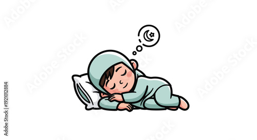 Sleeping Child with Thought Bubble Illustration.