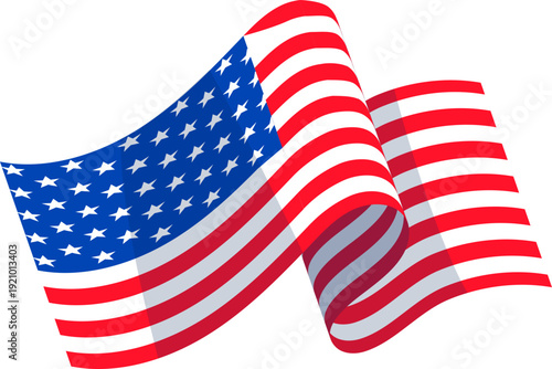 Twisting American Flag in Wind