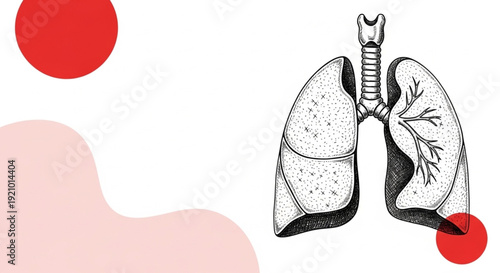  World Tuberculosis Day healthy human lungs and the intricate respiratory system, enhanced by modern abstract red graphic shapes, perfect for health, science, and wellness awareness