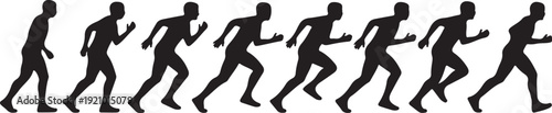 Running people silhouette sequence
