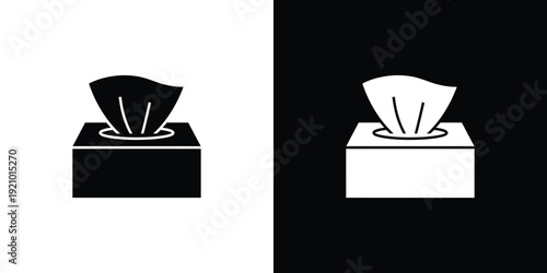 Black and white tissue box on split background symbol