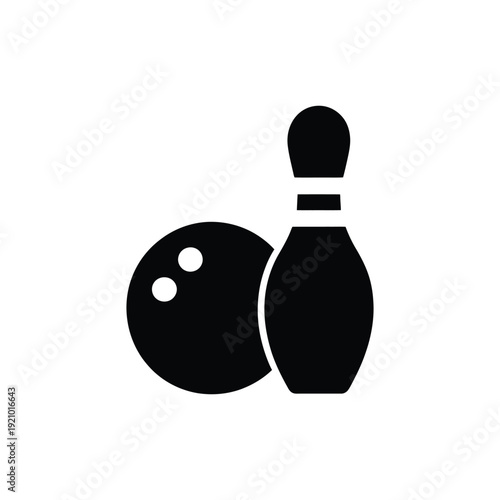 Black bowling ball and pin bowling pin symbol