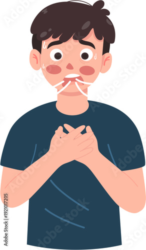 Man experiencing difficulty breathing 