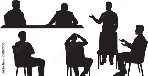 Black Solid Responding to Failures & Lessons Learned Silhouettes Set of Six on White Background