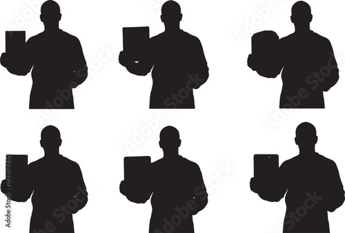 Black Solid Mechanic Air Filter Silhouettes Set of Six on White Background