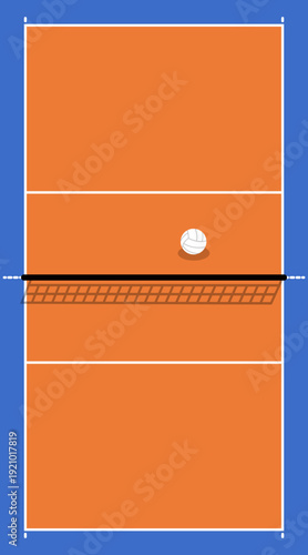 Volleyball Court Design, Orange Clay Surface with Net