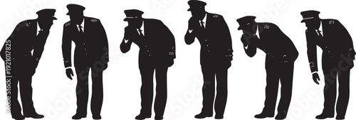 Black Solid Captain Bending Listening Ear Set of Six