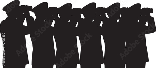 Black Solid Naval Captain With Binoculars Set of Six