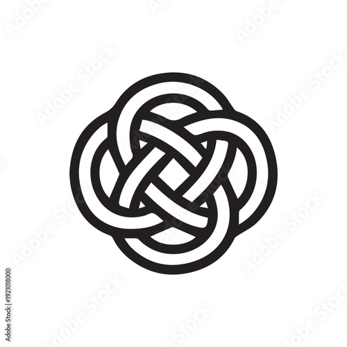 Black and White Celtic Knot Symbol of Eternity and Interconnection