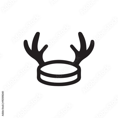 Simple Black Line Icon Of A Christmas Reindeer Antler Headband