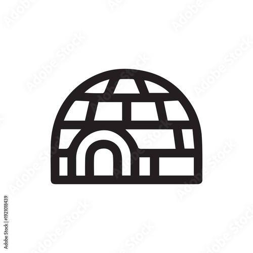 Minimalist Igloo Icon Black And White Winter Snow House Graphic