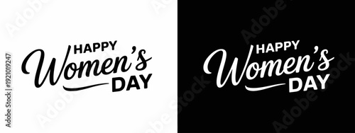 Happy Womens Day Text in Black and White Backgrounds black background typography
