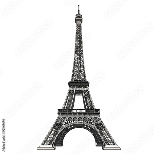 Iconic Eiffel Tower in Paris France at night