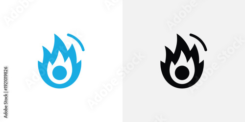 Blue and black flame with curved lines symbol