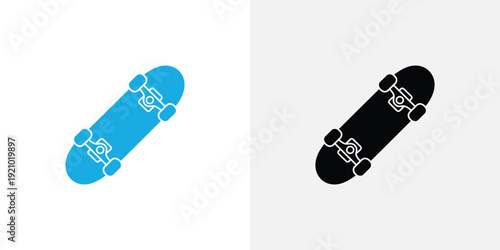 Blue and black skateboard blue skateboard white background