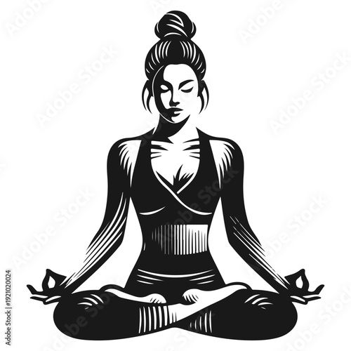 woman sitting in a lotus meditation pose silhouette