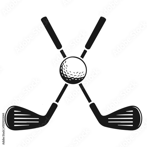 crossed golf clubs black logo silhouette