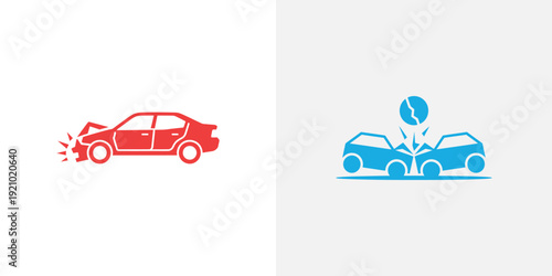 Car crash red and blue accident vehicle collision