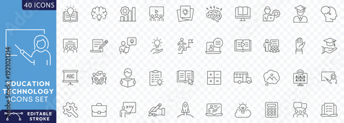 education technology line editable icon set. Fully Editable. Vector illustration.