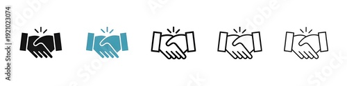 Handshake line icon set. business partnership deal sign. professional collaborate hand shake icon. alliance pictogram for Ui designs. Thin line customizable illustration. Contour symbol. Vector 