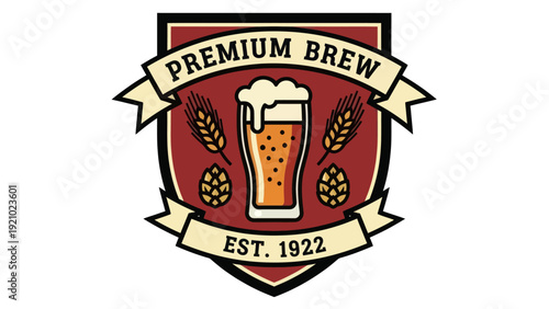 Premium Brew Est 1922 Beer Emblem.