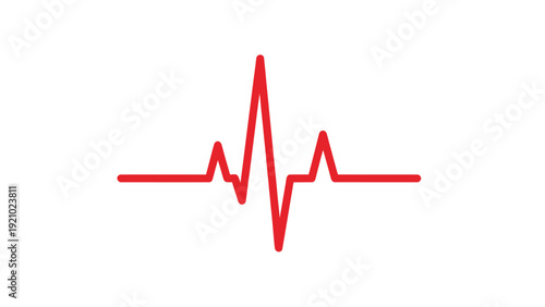 Red Heartbeat Line on White Background Representing Health and Medical Concepts.
