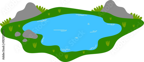 Blue Pond with Stones