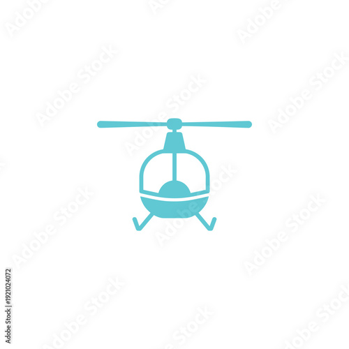 Teal helicopter silhouette with rotor aircraft