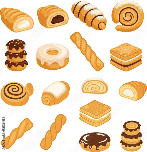 Sweet Pastry and Bakery Collection for National Breakfast Day Celebration